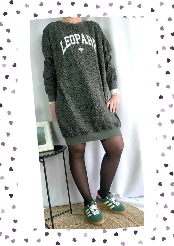 Vestido suéter Leopardo – Caqui – Fabricación italiana – Nueva – photo 6